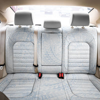 Hawaiian Turtles and Leis Back Car Seat Cover Tribal Kakau Pattern Airy White Blue Cloud Vibe