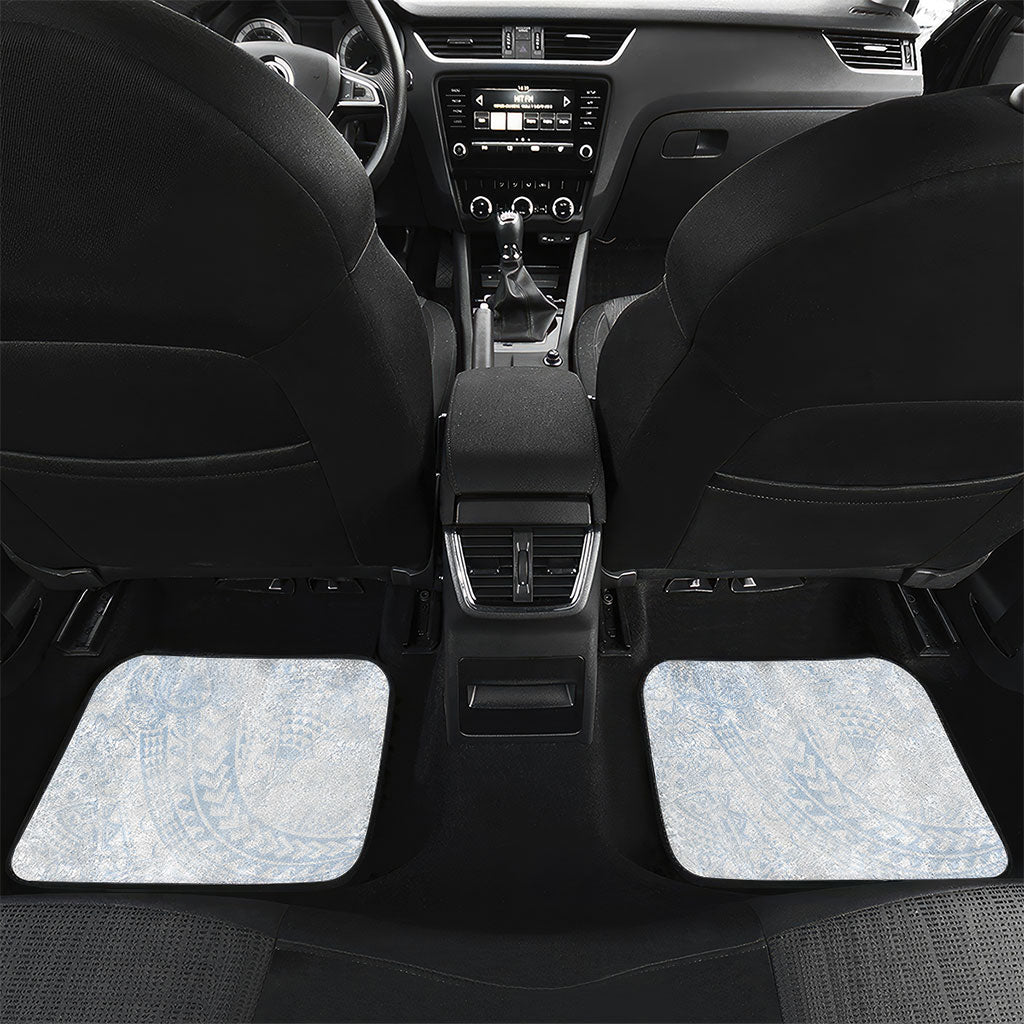 Hawaiian Turtles and Leis Car Mats Tribal Kakau Pattern Airy White Blue Cloud Vibe