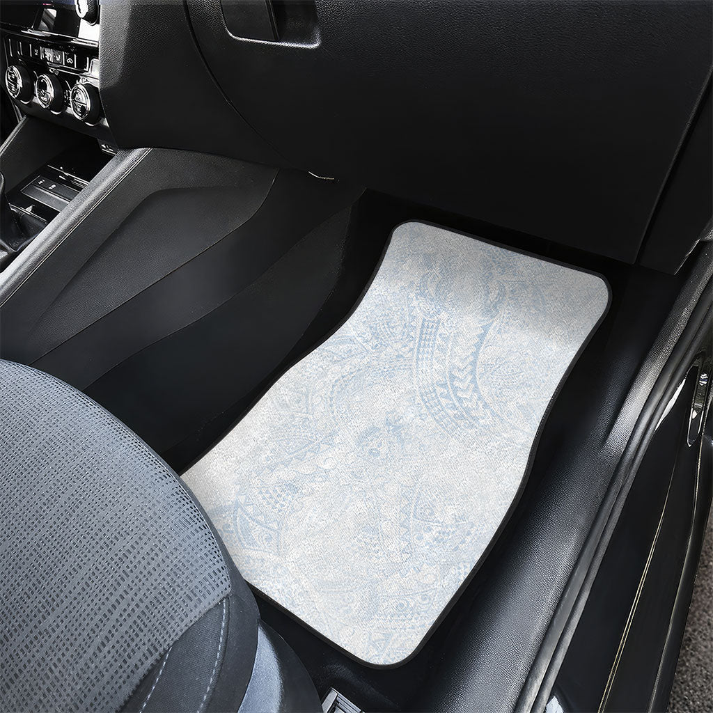 Hawaiian Turtles and Leis Car Mats Tribal Kakau Pattern Airy White Blue Cloud Vibe