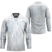 Hawaiian Turtles and Leis Hockey Jersey Tribal Kakau Pattern Airy White Blue Cloud Vibe