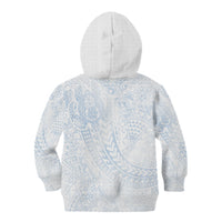 Hawaiian Turtles and Leis Kid Hoodie Tribal Kakau Pattern Airy White Blue Cloud Vibe