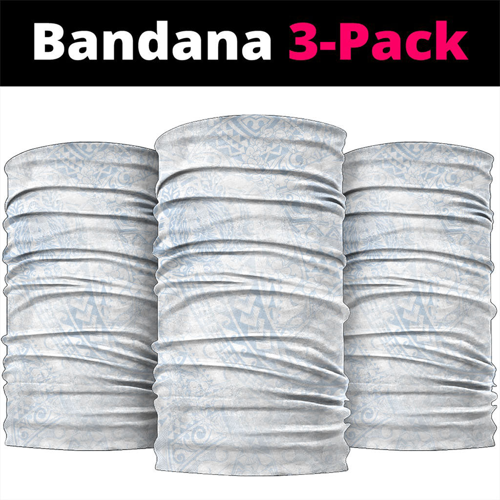 Hawaiian Turtles and Leis Neck Gaiter Tribal Kakau Pattern Airy White Blue Cloud Vibe LT03 package One Size: 25*50cm White - Polynesian Pride