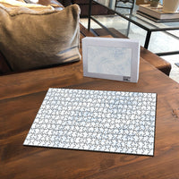 Hawaiian Turtles and Leis Puzzle Tribal Kakau Pattern Airy White Blue Cloud Vibe