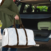 Hawaiian Turtles and Leis Travel Bag Tribal Kakau Pattern Airy White Blue Cloud Vibe