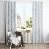 Hawaiian Turtles and Leis Window Curtain Tribal Kakau Pattern Airy White Blue Cloud Vibe