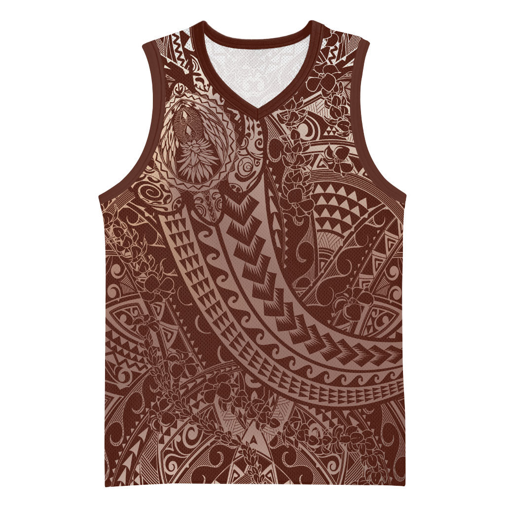 Hawaiian Turtles and Leis Basketball Jersey Tribal Kakau Pattern Mocha Mousse Color LT03 Unisex Mocha Mousse - Polynesian Pride