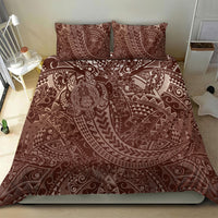 Hawaiian Turtles and Leis Bedding Set Tribal Kakau Pattern Mocha Mousse Color