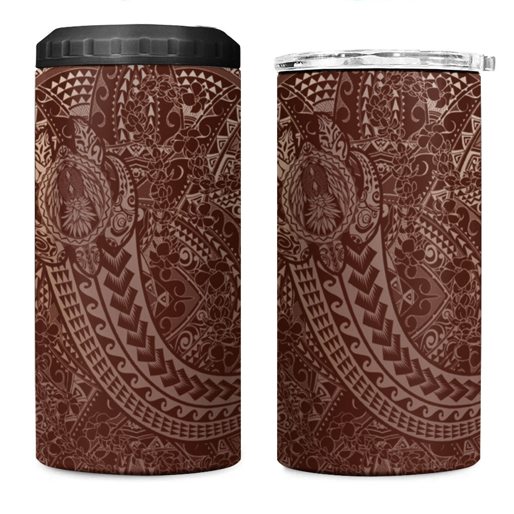 Hawaiian Turtles and Leis 4 in 1 Can Cooler Tumbler Tribal Kakau Pattern Mocha Mousse Color LT03 One Size: 16 oz Mocha Mousse - Polynesian Pride