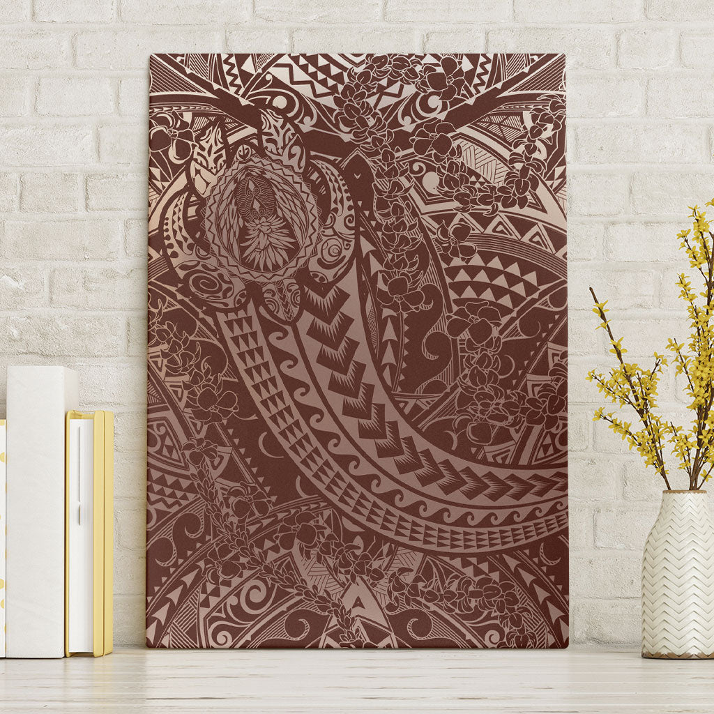 Hawaiian Turtles and Leis Canvas Wall Art Tribal Kakau Pattern Mocha Mousse Color LT03 Without Frame Mocha Mousse - Polynesian Pride