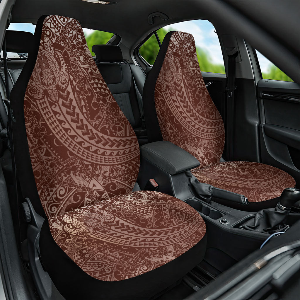 Hawaiian Turtles and Leis Car Seat Cover Tribal Kakau Pattern Mocha Mousse Color LT03 One Size Mocha Mousse - Polynesian Pride