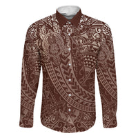 Hawaiian Turtles and Leis Family Matching Mermaid Dress and Hawaiian Shirt Tribal Kakau Pattern Mocha Mousse Color