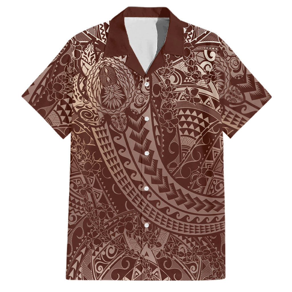 Hawaiian Turtles and Leis Family Matching Off Shoulder Maxi Dress and Hawaiian Shirt Tribal Kakau Pattern Mocha Mousse Color
