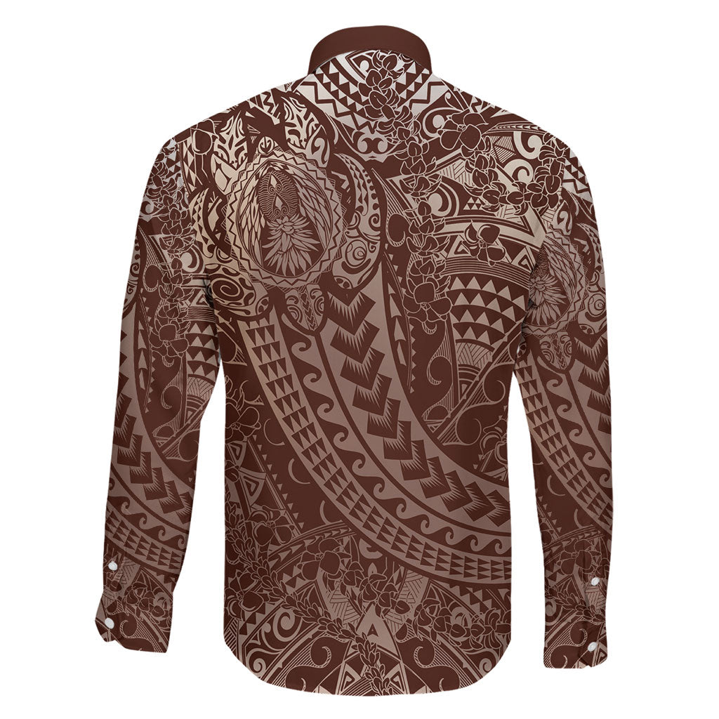Hawaiian Turtles and Leis Family Matching Puletasi and Hawaiian Shirt Tribal Kakau Pattern Mocha Mousse Color