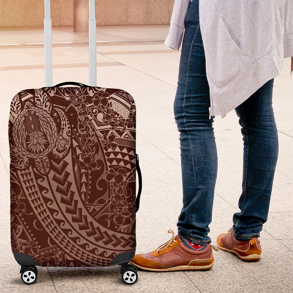 Hawaiian Turtles and Leis Luggage Cover Tribal Kakau Pattern Mocha Mousse Color LT03 Mocha Mousse - Polynesian Pride