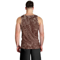 Hawaiian Turtles and Leis Men Tank Top Tribal Kakau Pattern Mocha Mousse Color LT03 - Polynesian Pride