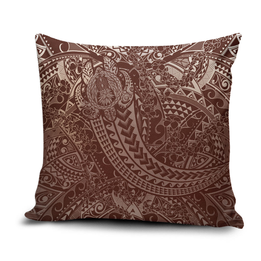 Hawaiian Turtles and Leis Pillow Cover Tribal Kakau Pattern Mocha Mousse Color LT03 Mocha Mousse - Polynesian Pride