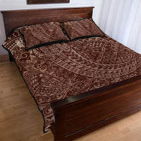 Hawaiian Turtles and Leis Quilt Bed Set Tribal Kakau Pattern Mocha Mousse Color