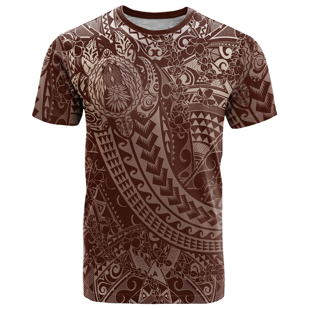 Hawaiian Turtles and Leis T Shirt Tribal Kakau Pattern Mocha Mousse Color LT03 Mocha Mousse - Polynesian Pride