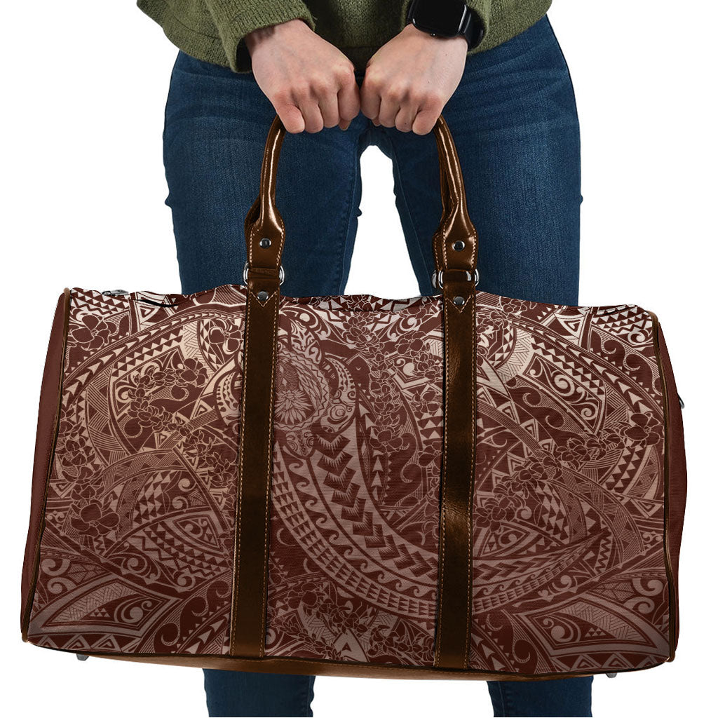 Hawaiian Turtles and Leis Travel Bag Tribal Kakau Pattern Mocha Mousse Color LT03 Mocha Mousse - Polynesian Pride