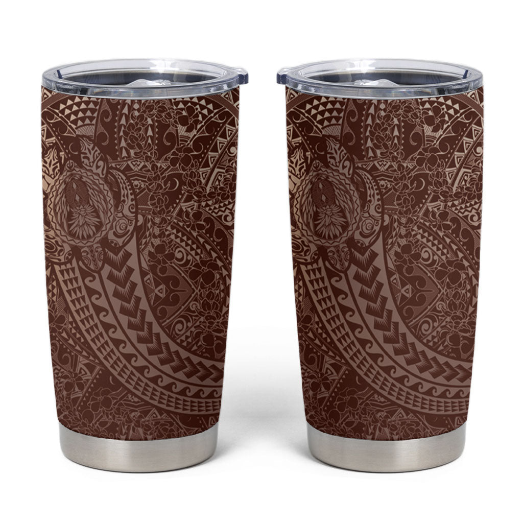 Hawaiian Turtles and Leis Tumbler Cup Tribal Kakau Pattern Mocha Mousse Color LT03 Mocha Mousse - Polynesian Pride