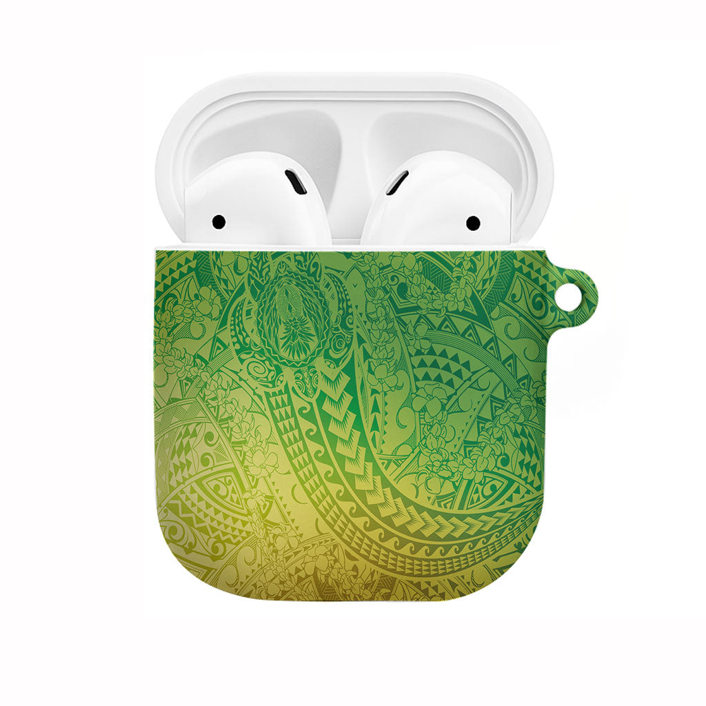 Hawaiian Turtles and Leis AirPods Case Tribal Kakau Pattern Fresh Summer Vibe LT03 Green - Polynesian Pride