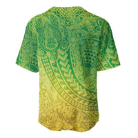Hawaiian Turtles and Leis Baseball Jersey Tribal Kakau Pattern Fresh Summer Vibe