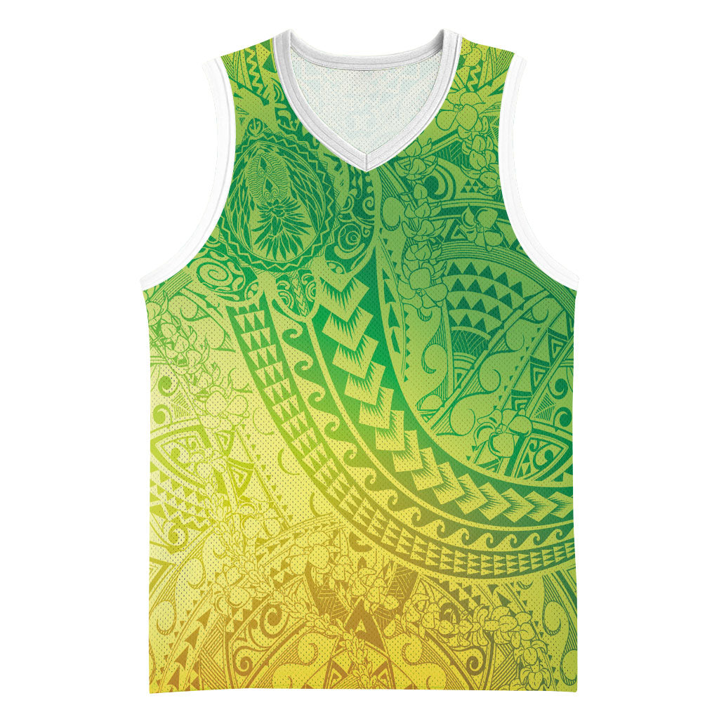 Hawaiian Turtles and Leis Basketball Jersey Tribal Kakau Pattern Fresh Summer Vibe LT03 Unisex Green - Polynesian Pride