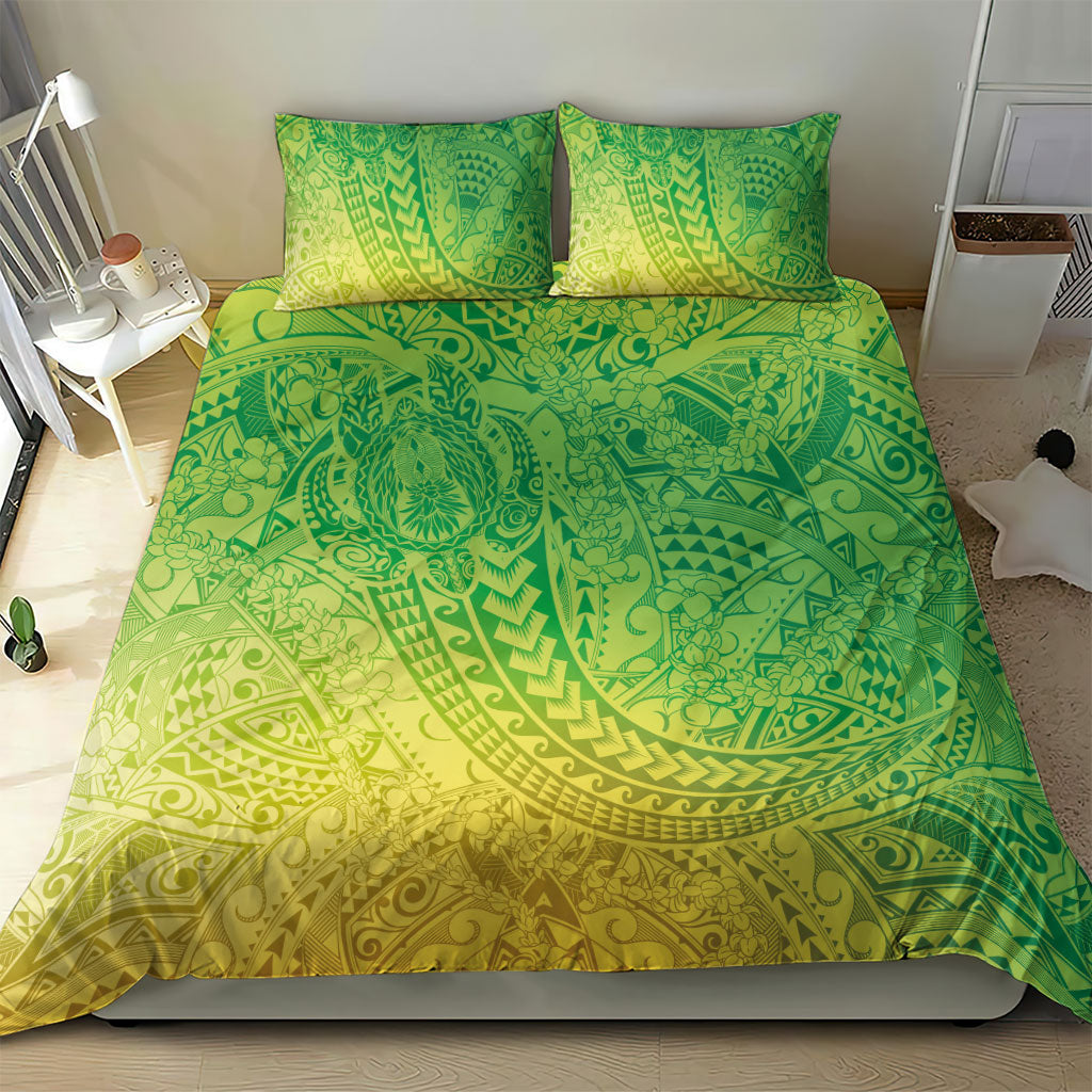 Hawaiian Turtles and Leis Bedding Set Tribal Kakau Pattern Fresh Summer Vibe LT03 - Polynesian Pride