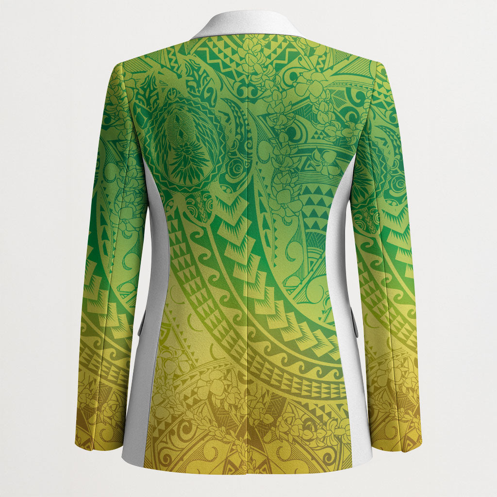 Hawaiian Turtles and Leis Blazer Tribal Kakau Pattern Fresh Summer Vibe