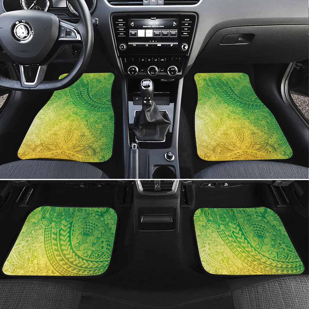 Hawaiian Turtles and Leis Car Mats Tribal Kakau Pattern Fresh Summer Vibe LT03 Set 4pcs Green - Polynesian Pride