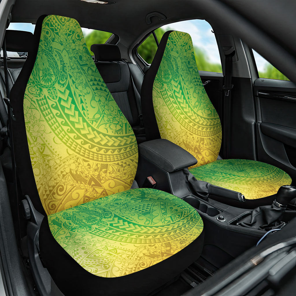 Hawaiian Turtles and Leis Car Seat Cover Tribal Kakau Pattern Fresh Summer Vibe LT03 One Size Green - Polynesian Pride