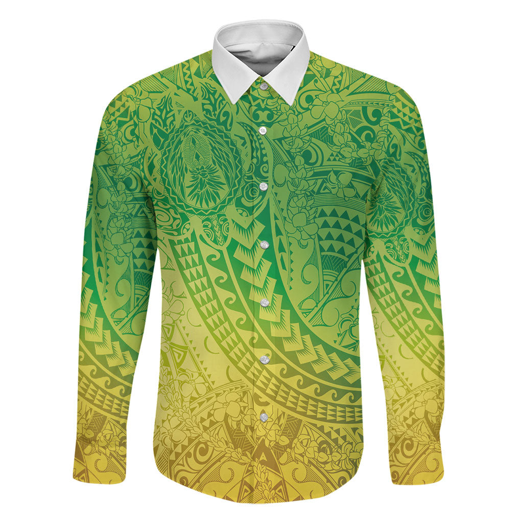 Hawaiian Turtles and Leis Family Matching Long Sleeve Bodycon Dress and Hawaiian Shirt Tribal Kakau Pattern Fresh Summer Vibe
