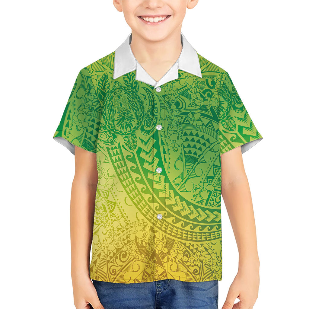 Hawaiian Turtles and Leis Family Matching Off The Shoulder Long Sleeve Dress and Hawaiian Shirt Tribal Kakau Pattern Fresh Summer Vibe