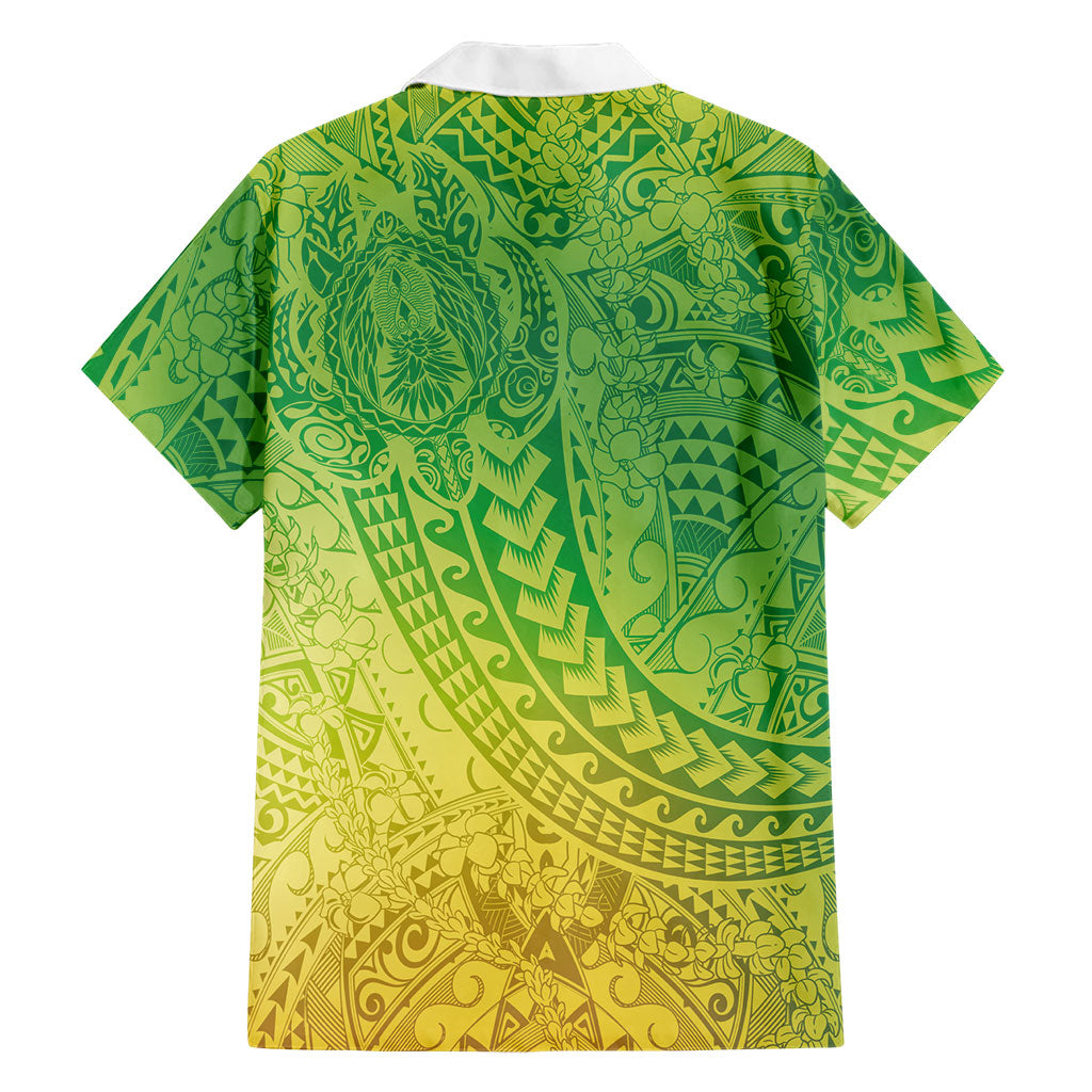 Hawaiian Turtles and Leis Family Matching Off Shoulder Short Dress and Hawaiian Shirt Tribal Kakau Pattern Fresh Summer Vibe