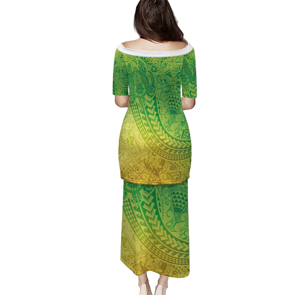 Hawaiian Turtles and Leis Family Matching Puletasi and Hawaiian Shirt Tribal Kakau Pattern Fresh Summer Vibe