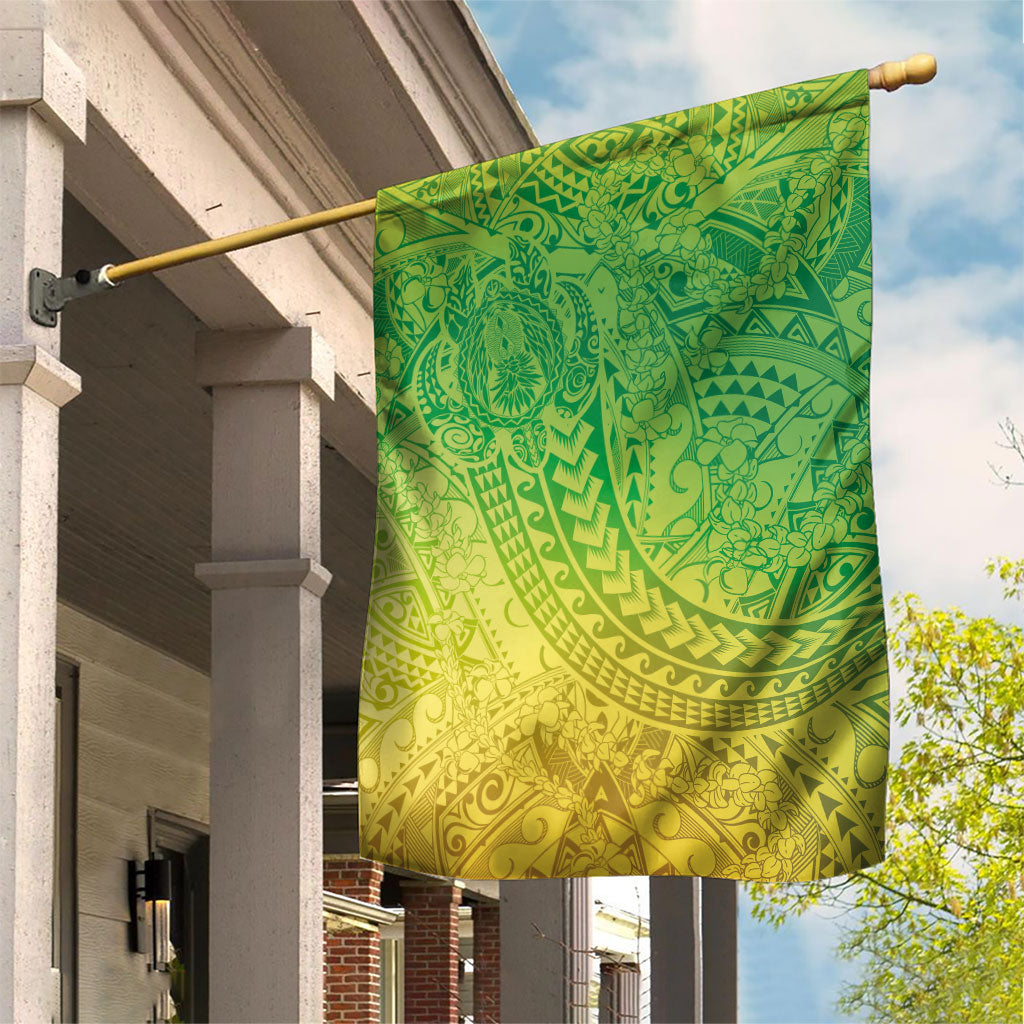 Hawaiian Turtles and Leis Garden Flag Tribal Kakau Pattern Fresh Summer Vibe LT03 House Flag Green - Polynesian Pride