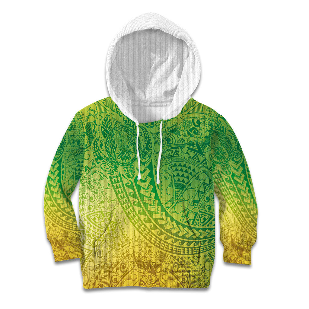 Hawaiian Turtles and Leis Kid Hoodie Tribal Kakau Pattern Fresh Summer Vibe LT03 Hoodie Green - Polynesian Pride