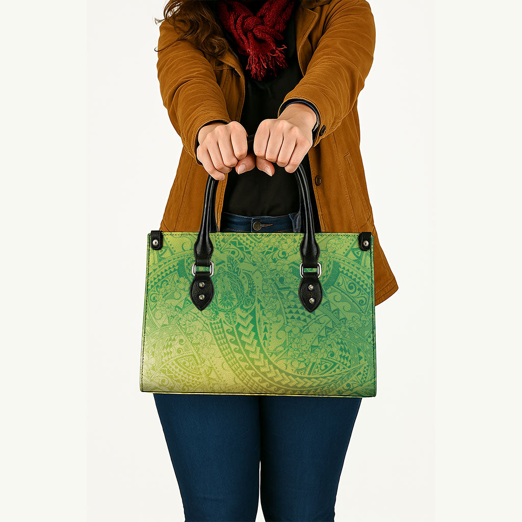 Hawaiian Turtles and Leis Leather Bag Tribal Kakau Pattern Fresh Summer Vibe