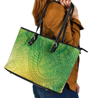 Hawaiian Turtles and Leis Leather Tote Bag Tribal Kakau Pattern Fresh Summer Vibe LT03 - Polynesian Pride