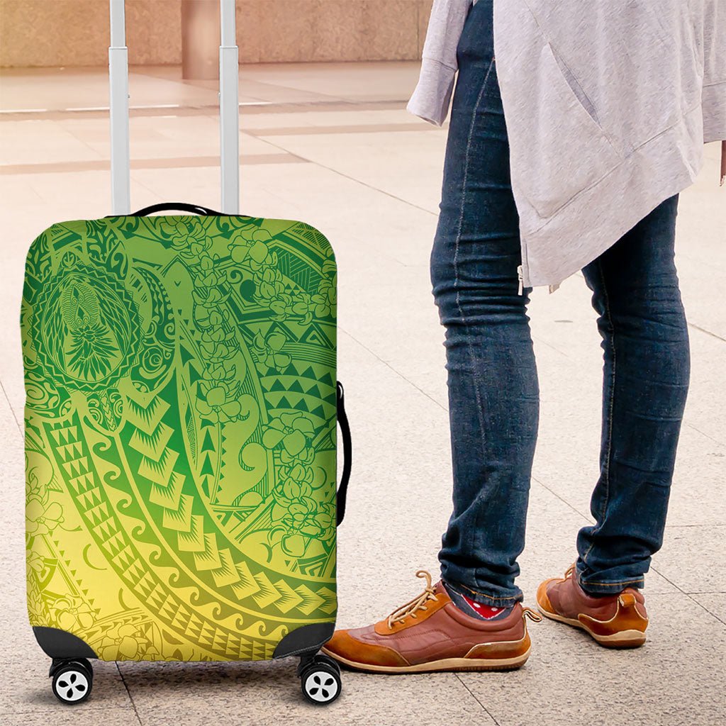 Hawaiian Turtles and Leis Luggage Cover Tribal Kakau Pattern Fresh Summer Vibe LT03 Green - Polynesian Pride