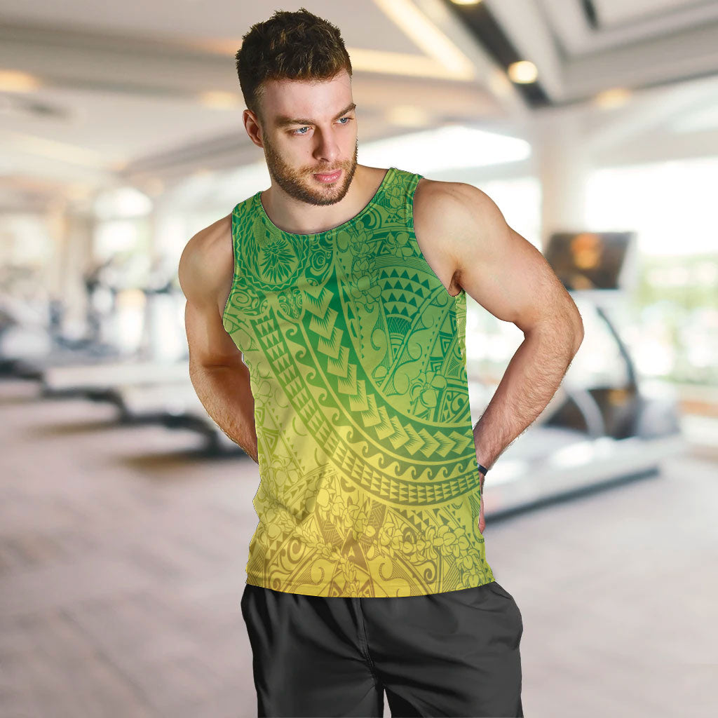 Hawaiian Turtles and Leis Men Tank Top Tribal Kakau Pattern Fresh Summer Vibe LT03 Green - Polynesian Pride