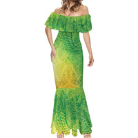 Hawaiian Turtles and Leis Mermaid Dress Tribal Kakau Pattern Fresh Summer Vibe