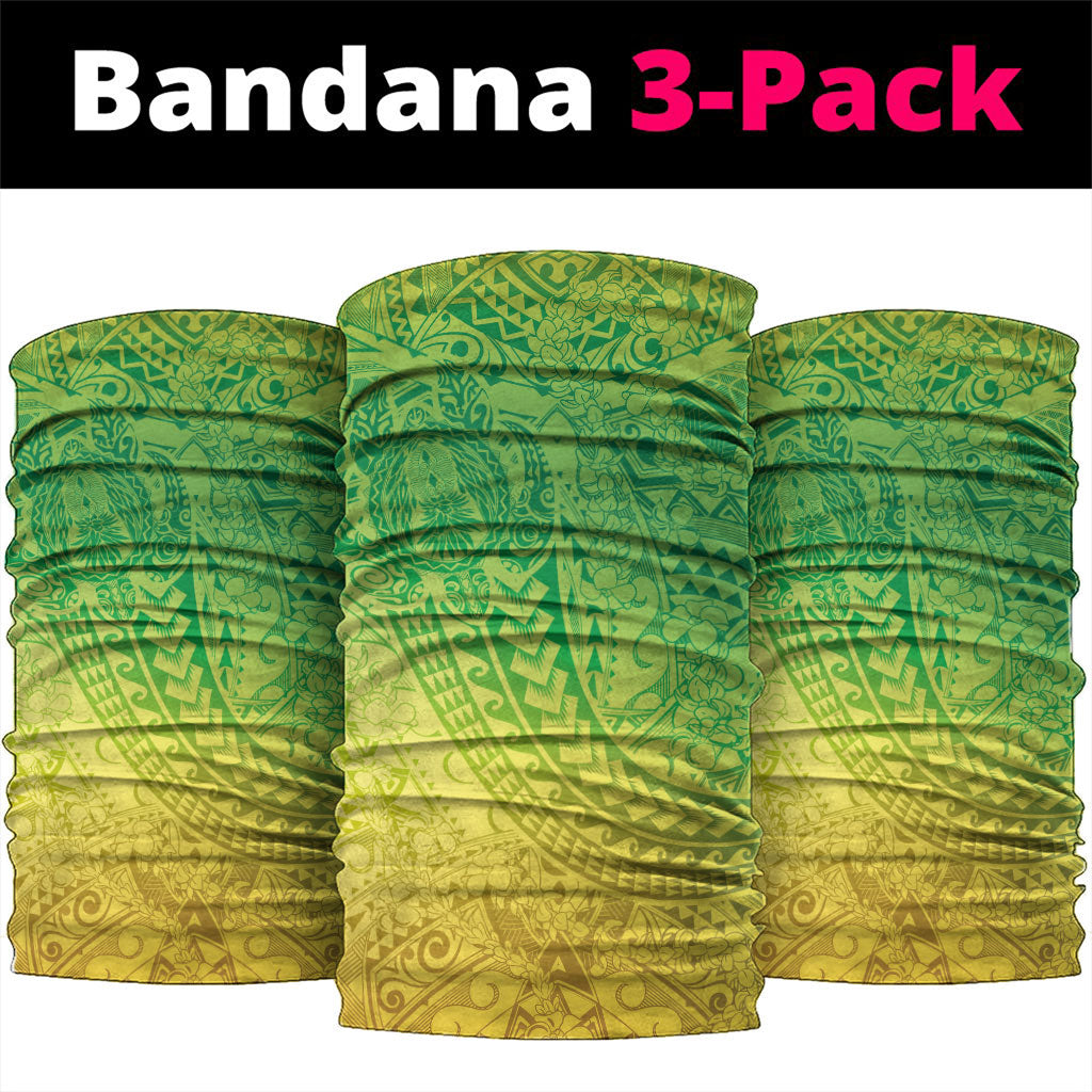 Hawaiian Turtles and Leis Neck Gaiter Tribal Kakau Pattern Fresh Summer Vibe LT03 package One Size: 25*50cm Green - Polynesian Pride