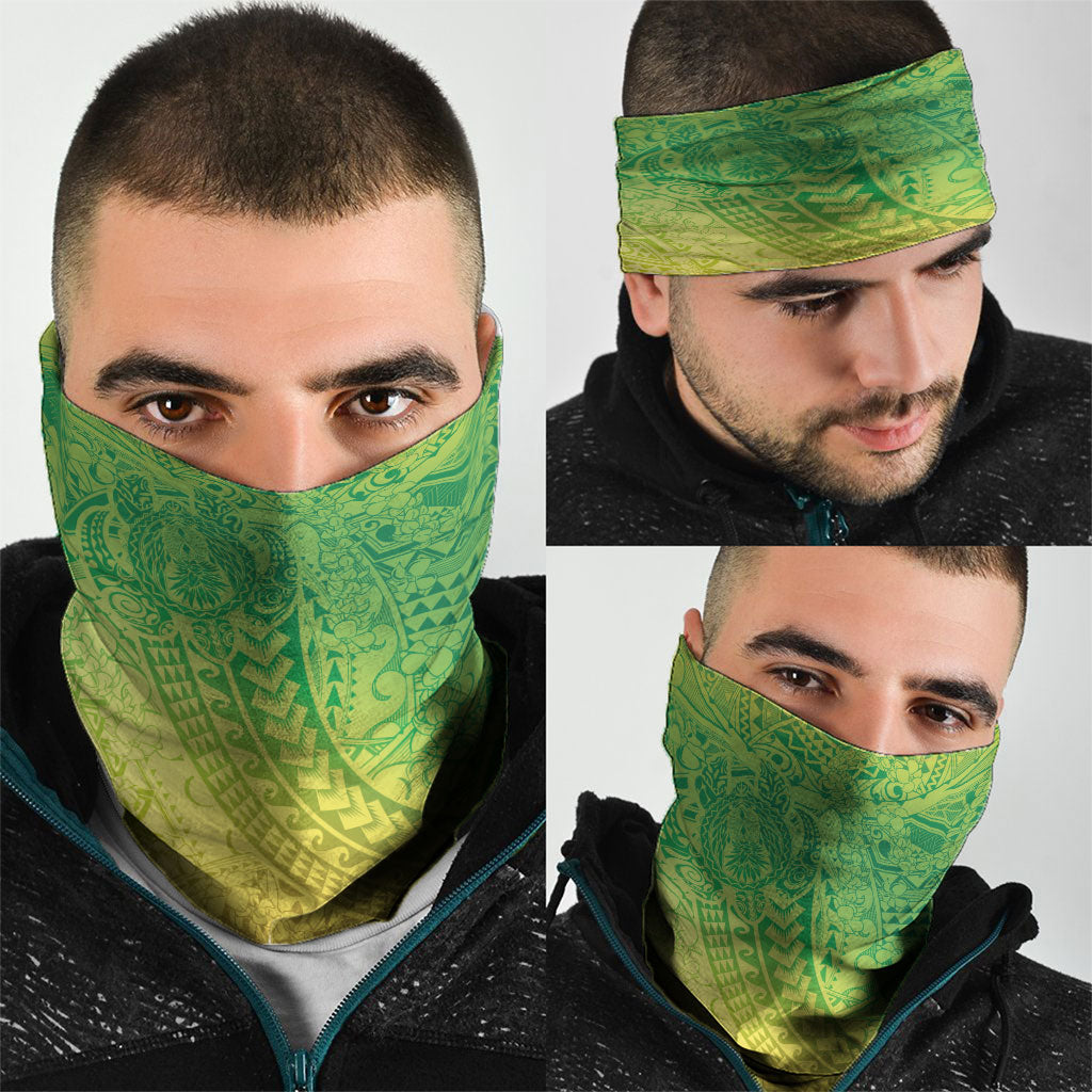 Hawaiian Turtles and Leis Neck Gaiter Tribal Kakau Pattern Fresh Summer Vibe