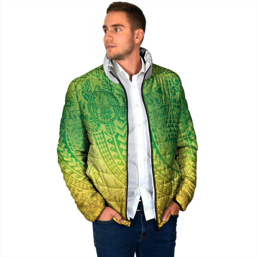 Hawaiian Turtles and Leis Padded Jacket Tribal Kakau Pattern Fresh Summer Vibe