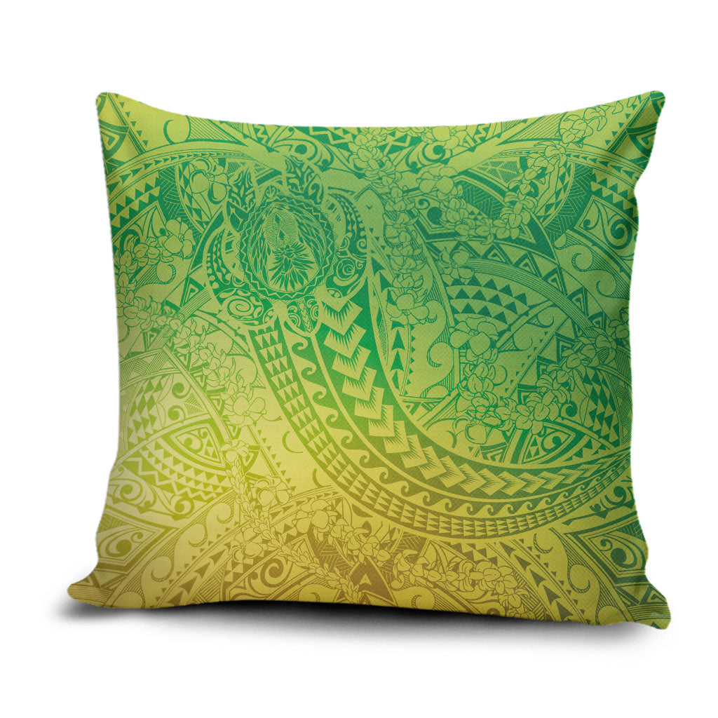 Hawaiian Turtles and Leis Pillow Cover Tribal Kakau Pattern Fresh Summer Vibe LT03 Green - Polynesian Pride