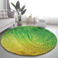 Hawaiian Turtles and Leis Round Carpet Tribal Kakau Pattern Fresh Summer Vibe