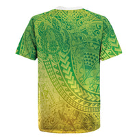 Hawaiian Turtles and Leis Rugby Jersey Tribal Kakau Pattern Fresh Summer Vibe