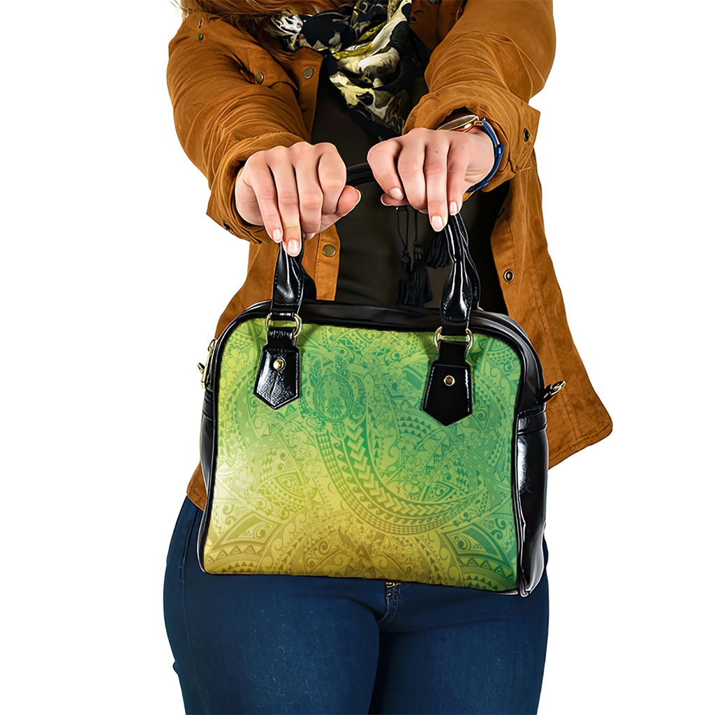 Hawaiian Turtles and Leis Shoulder Handbag Tribal Kakau Pattern Fresh Summer Vibe LT03 One Size Green - Polynesian Pride