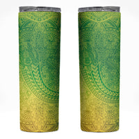 Hawaiian Turtles and Leis Skinny Tumbler Tribal Kakau Pattern Fresh Summer Vibe